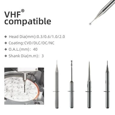 0.3/0.6/1.0/2.0mm Fresa dentale in zirconia per VHF K5 / R5 / S1 / S2